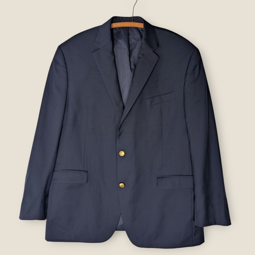 Lauren Ralph Lauren Classic Navy Men's Blazer with Gold Buttons Wool Size 44R